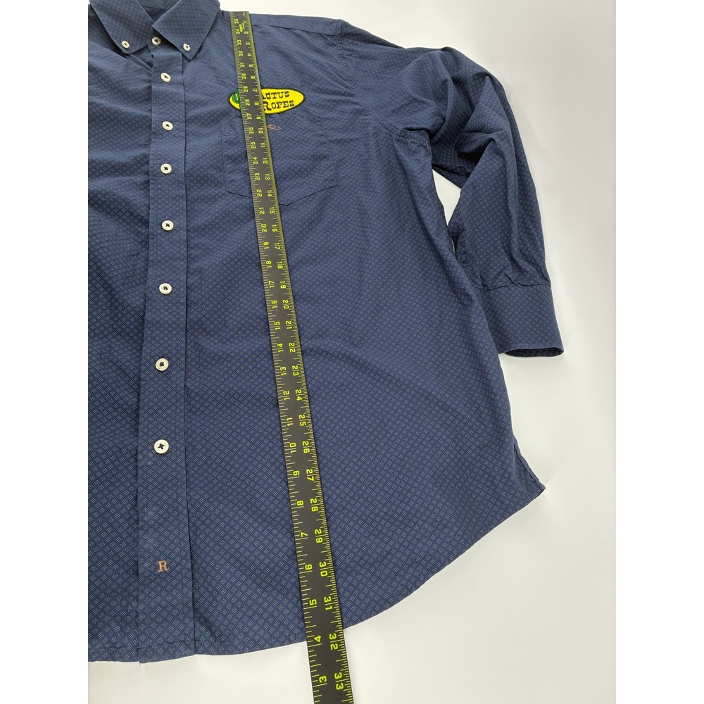 Resistol PBR XL Navy Blue Geometric Western Shirt Cactus Ropes Gear Patches - Picture 7 of 8